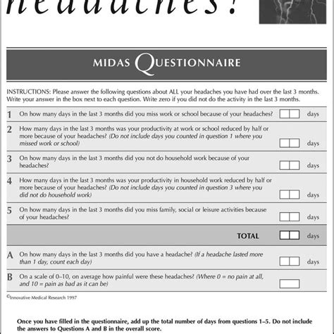 THE MIGRAINE DISABILITY ASSESSMENT TEST (MIDAS).
